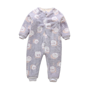 秋冬儿童连体睡衣法兰绒宝宝防踢防着凉婴儿睡袋珊瑚绒加厚家居服