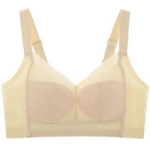 依曼丽薄款夏季光面无痕内衣女大胸显小透气无钢圈全罩杯大码文胸