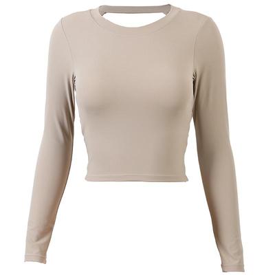 固定胸垫瑜伽服长袖上衣跑步健身