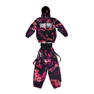 KEEPMONEY丹吉尔粉滑雪服套装女防风防水宽松连帽滑雪衣外套