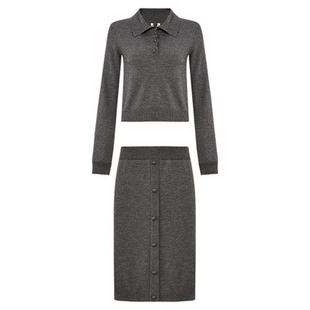 lost in echo2025冬季新款高级三醋酸羊绒针织衫毛衣半身裙套装女