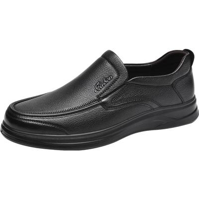 金猴软底软面羊皮爸爸皮鞋男