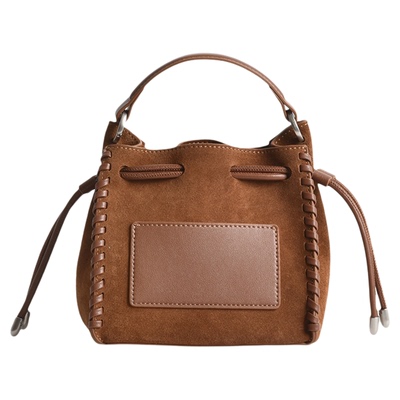 小众复古编织拼色口袋包斜挎包