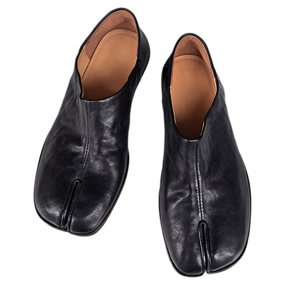 分趾鞋真皮复古猪蹄鞋马皮乐福鞋