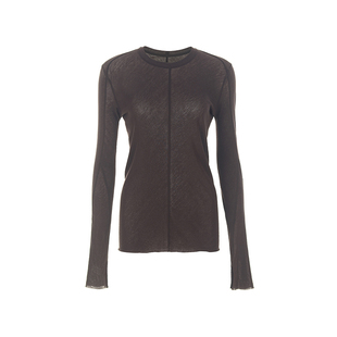 wana try纯棉纸片人长袖T恤高品质2025夏季新品深咖色休闲上衣女