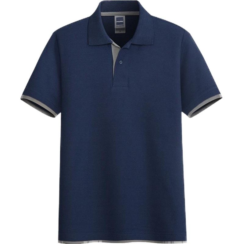 撞色polo衫男士t恤短袖翻领青中年保罗T带领商务工作服夏季体恤衫