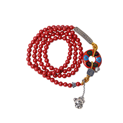 原矿朱砂高含量帝王砂圆珠原创款手链项链男女本命年生肖饰品手串