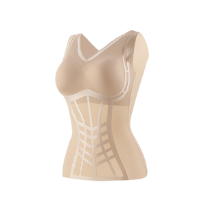 婷美塑身收腹背心女带胸垫2026夏薄塑形美体罩杯一体打底吊带上衣