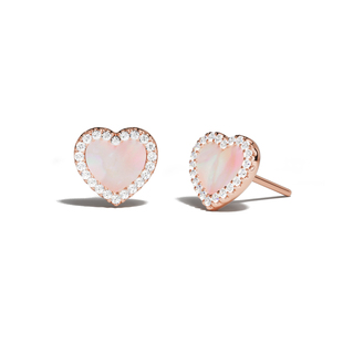 APM Monaco粉母贝爱心耳钉女生玫瑰金耳环轻奢感新年情人节礼物