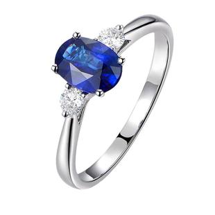 米莱珠宝斯里兰卡1.03克拉天然蓝宝石戒指 女18K金镶嵌钻戒定制