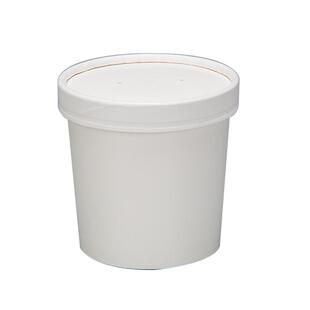 一次性白色牛皮纸碗粥桶带盖外卖打包盒餐盒汤桶汤碗加厚--双淋膜