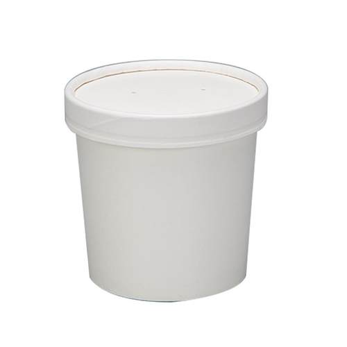 一次性白色牛皮纸碗粥桶带盖外卖打包盒餐盒汤桶汤碗加厚--双淋膜