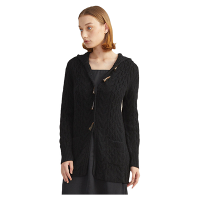 圣雪绒羊绒衫连帽手编复古绞花