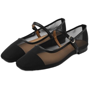星辰韩国代购 SAPPUN 2024新款 时尚撞色 玛丽珍女鞋 透气平底鞋