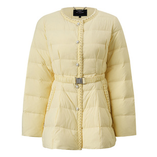 【商场同款】MAXRIENY织带收腰杏黄色羽绒服鹅绒轻薄保暖外套女