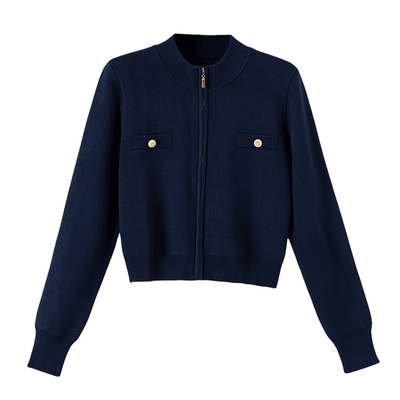 晚白纯色新款短款上衣外套女