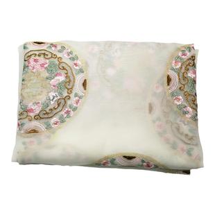 复古重工团花刺绣欧根纱布料 新中式国风绣花连衣裙马甲服装面料