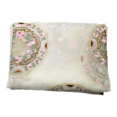 欧根纱团花刺绣新中式服装面料