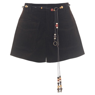 wana try双口袋复古灯芯绒咖色短裤含腰链2025秋季新款女款下装