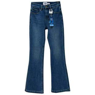 HX2G植绒微喇裤女2025冬季新款修身显瘦高腰弹力加绒拖地牛仔裤子