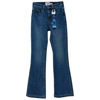 冬季植绒弹力显瘦微喇拖地牛仔裤