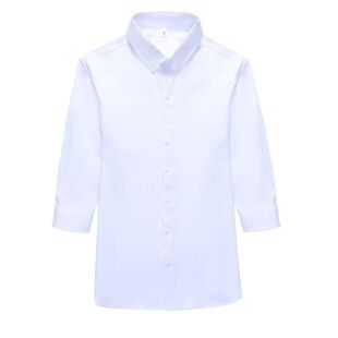 夏季男士七分袖衬衫修身免烫商务休闲潮流黑色衬衣薄款