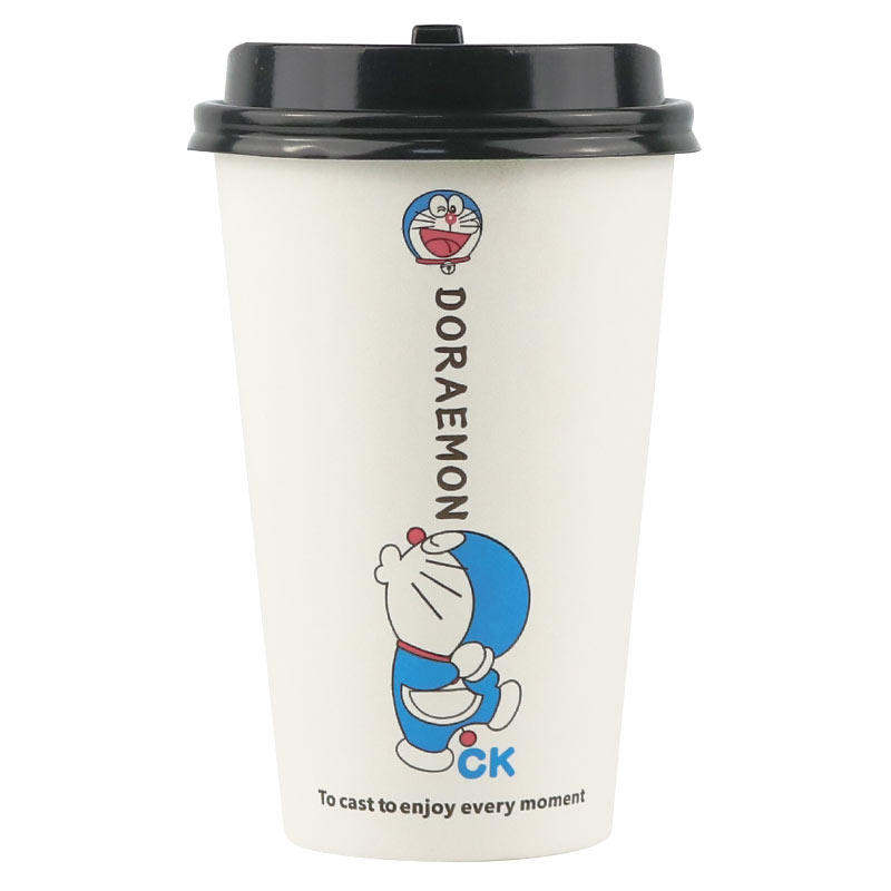 加厚机器猫纸杯一次性50只豆浆杯