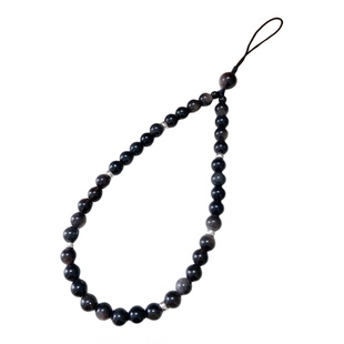 黑曜石银曜石银珠手机挂链挂绳简约高级感黑色系甜酷风情侣手机链