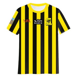 本泽马新款足球衣服吉达联合伊蒂哈德速干短袖T恤衫男女冰丝半袖