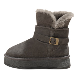 内增高雪地靴灰色超好看冬鞋女款2025新款保暖加绒女鞋厚底短靴子
