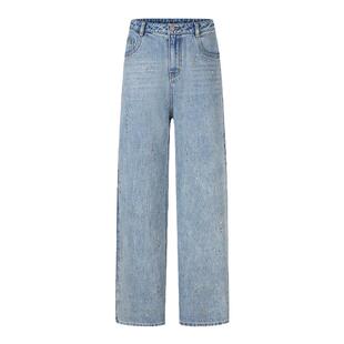 HERLIAN 秋冬新品新年系列女烫钻装饰中腰牛仔裤