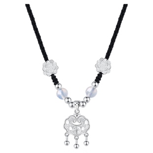 老凤祥中国风如意平安锁足银纯银项链女长命锁吊坠生日礼物送女友