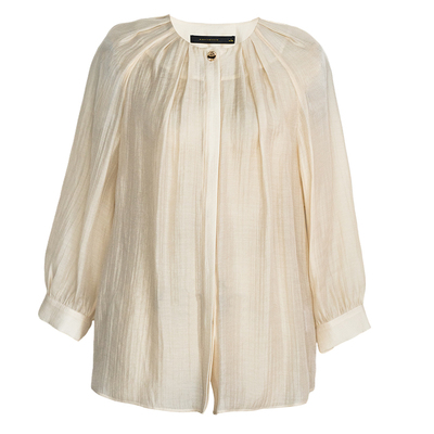 罗衣法式通勤纯色七分袖衬衫