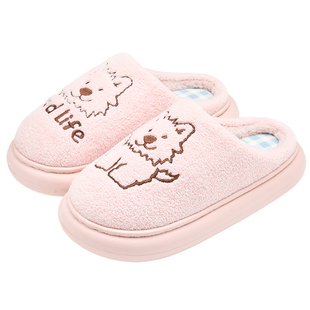 可爱棉拖鞋女款秋冬季2026新款室内家居保暖月子毛毛绒拖鞋男冬天