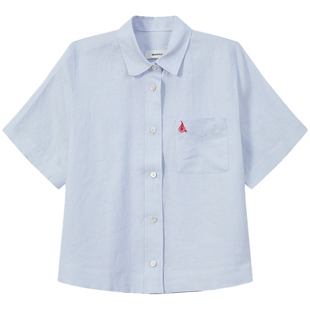 【新品】【100%亚麻】BEANPOLE滨波2026夏季女清新淡人风短袖衬衫
