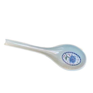 密胺仿瓷蓝青花勺子喝汤勺家用塑料调羹勺防摔喝粥吃饭勺商用餐饮