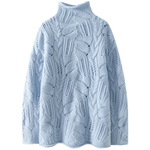 启超官方正品！粗棒针加厚100%纯山羊绒衫女半高领纯羊绒毛衣秋冬