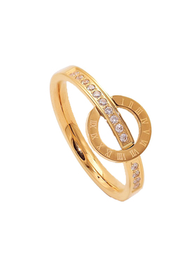 罗马双环钛钢戒指女轻奢高级感