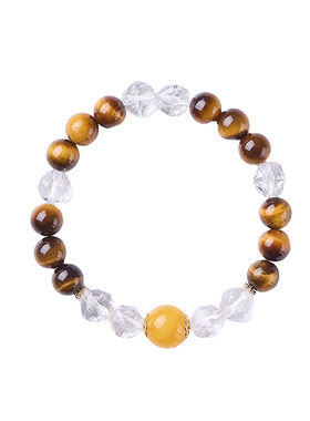 虎眼石手串白水晶蜜蜡多宝手饰品