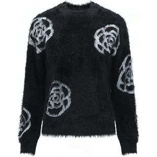 COCOBELLA提花银丝亮片山茶花毛衣女秋冬丰盈软糯加厚针织衫MZ553