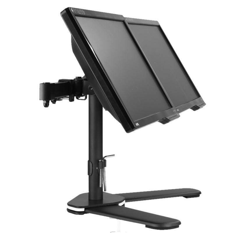 免打孔底座显示器支架双屏可升降旋转增高桌面电脑液晶屏幕支架臂