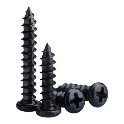 碳钢镀黑色十字圆头自攻螺丝