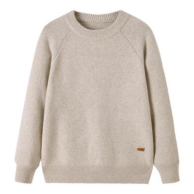 绵羊毛纯色圆领毛衣男2025年冬季