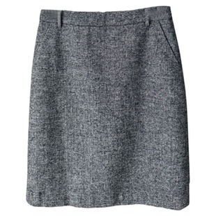 秒发！OUNCE高腰半身裙韩国25冬新款气质显瘦杂色50羊毛中长半裙