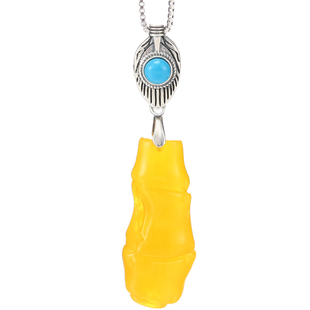 925银吊坠夹扣 女款复古平安扣坠托夹扣 镶嵌蜜蜡绿松石吊坠扣头