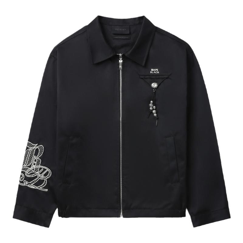 BAPEBLACK刺绣图案拉链外套