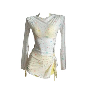 绝美泳衣女长袖罩衫海边防晒度假泡温泉比基尼女款纯欲性感高级