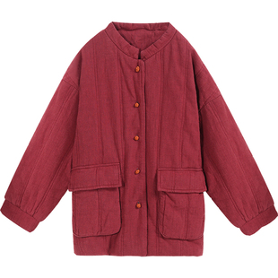 苎麻新中式国风棉袄女冬2025年新款夹棉做旧保暖棉衣复古加厚棉服