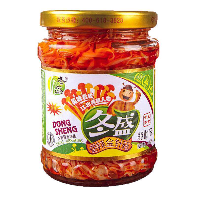 冬盛金针菇瓶装红油香辣拌饭拌面蔬菜干