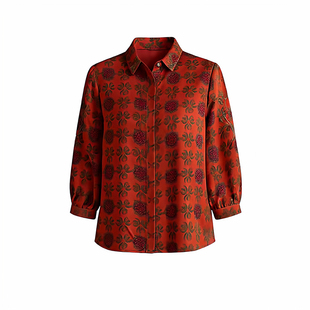 花萝香云纱真丝衬衣女款2025新款爆款高级感妈妈桑蚕丝衬衫女上衣